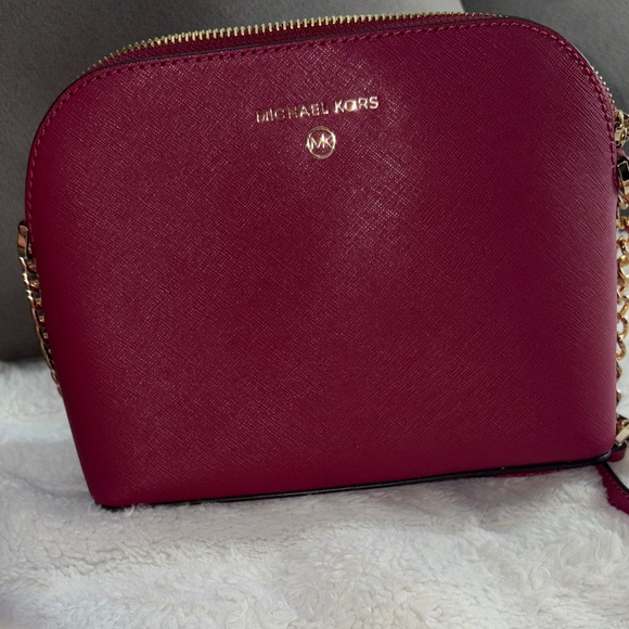 Michael Kors Wine Crossbody Bag with Gold Accents - Picture 7 of 9